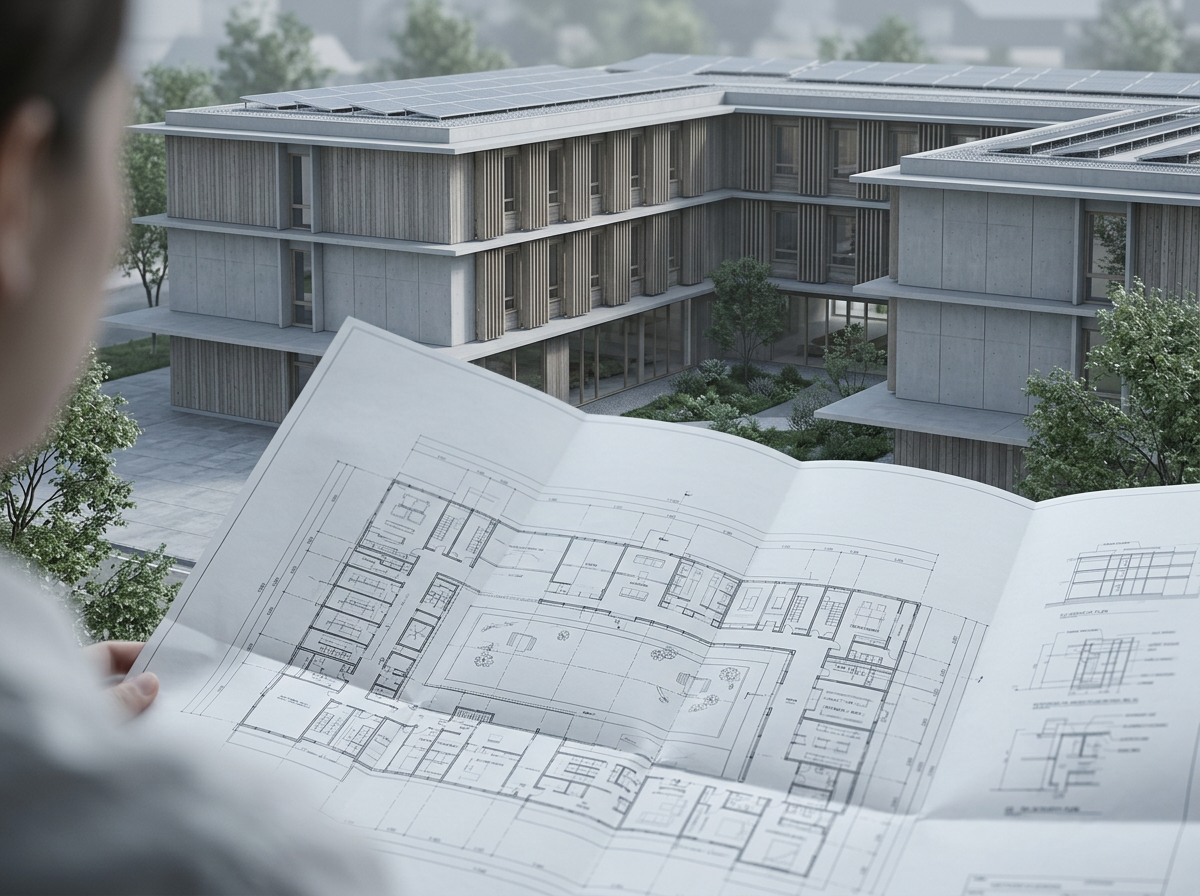Energieeffizientes Nichtwohngebäude in der Planung