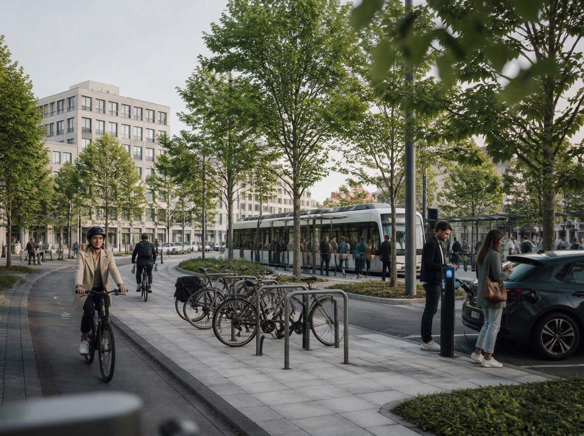 Mobilitätsstation mit Radverkehr, ÖPNV und Ladeinfrastruktur